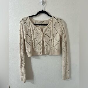 Brandy Melville Cream Knit Cropped Cardigan